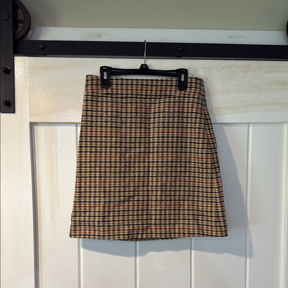 J. Crew Brown Tan Plaid Mini Pencil Skirt for Work